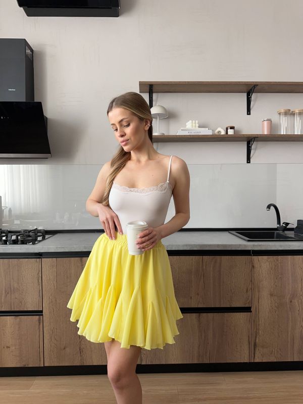 Спідниця-шорти Podolyanka в стилі Baby doll жовтий 42-44 (S) (Арт. 0313SH)