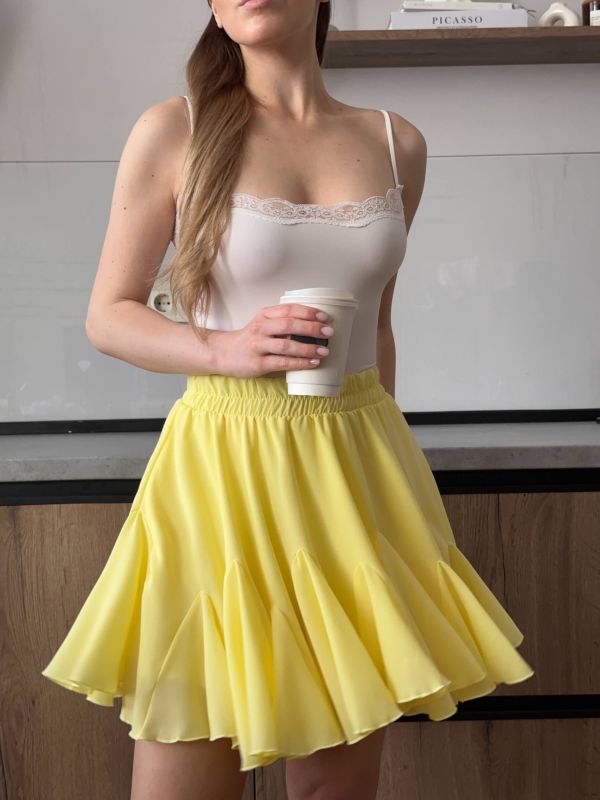 Спідниця-шорти Podolyanka в стилі Baby doll жовтий 42-44 (S) (Арт. 0313SH)
