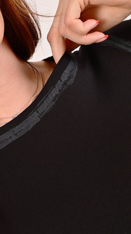 Боді-футболка з контрастною обробкою Podolyanka, чорний, One Size (Арт. 4202)