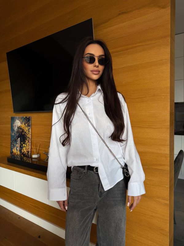 Сорочка жіноча з натурального льону, білий, 46-48 (Арт. 049SB)