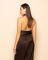 Атласний топ з драпірованим вирізом та відкритою спиною шоколадний 42-44 (Арт. 426AK)