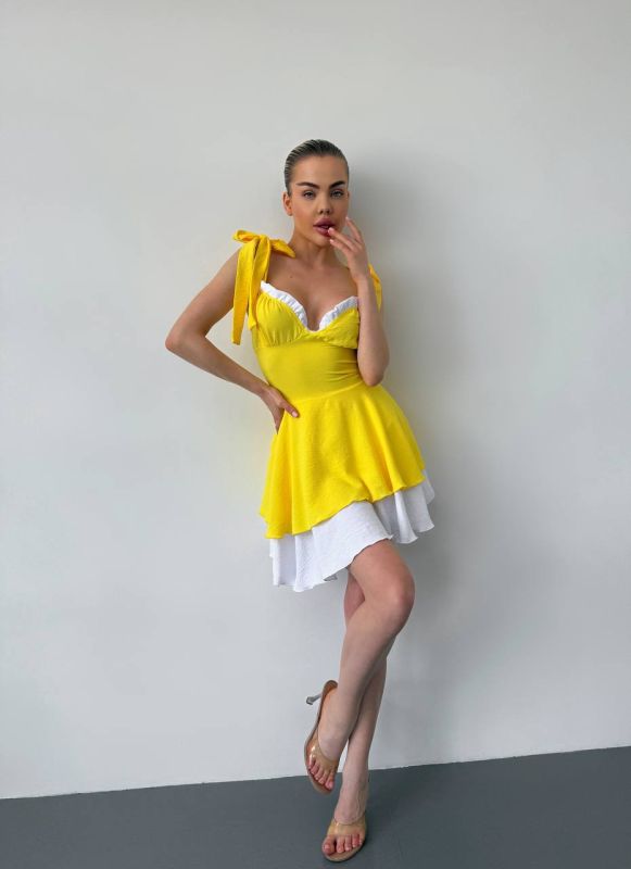 Плаття-комбінезон літнє жіноче, жовте, розмір 48 (арт. 756EB)