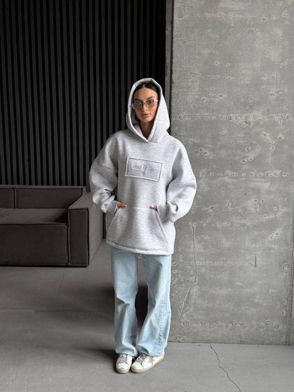 Худі жіноче Oversize, сірий, one size, трьохнитка на флісі (не кошлатиться), арт. 022GB
