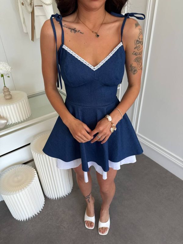 Джинсовий сарафан жіночий з пишною спідницею синій 42-44 (S) (Арт. 055SB)