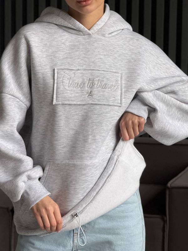 Худі жіноче Oversize, сірий, one size, трьохнитка на флісі (не кошлатиться), арт. 022GB