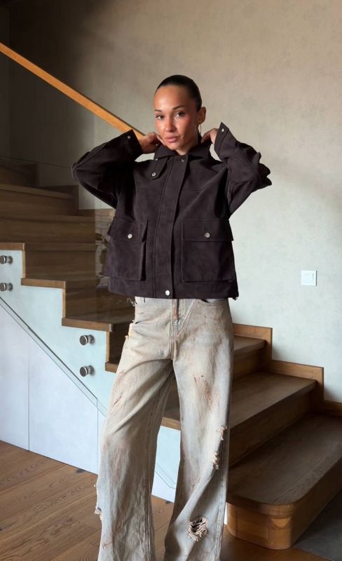 Куртка демісезонна з екошкіри Vintage  M Шоколадний (арт.IR8916)