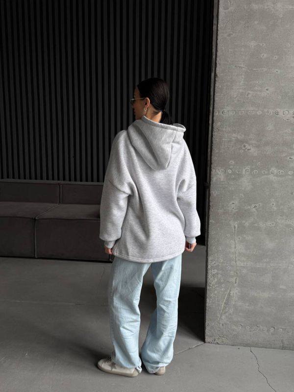 Худі жіноче Oversize, сірий, one size, трьохнитка на флісі (не кошлатиться), арт. 022GB