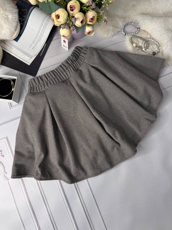Жіноча спідниця-шорти з кашеміру, сірий, з кишенями, 42-44 (арт.788EB)