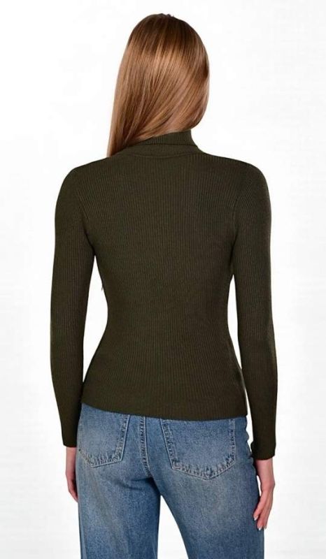 Жіночий базовий гольф (водолазка), однотонний, колір хакі, еластичний, One Size (арт. 421)