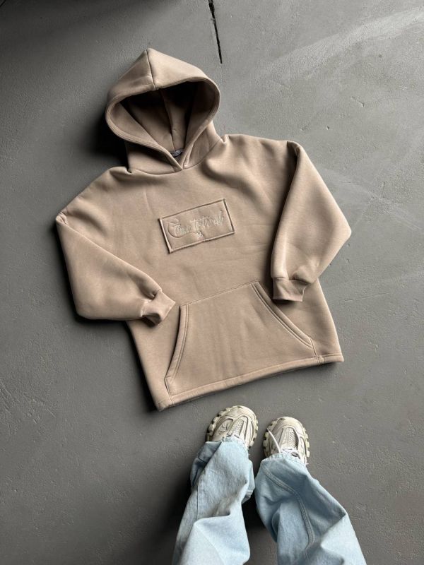 Худі жіноче Oversize, бежевий, one size, трьохнитка на флісі (не кошлатиться), арт. 022GB