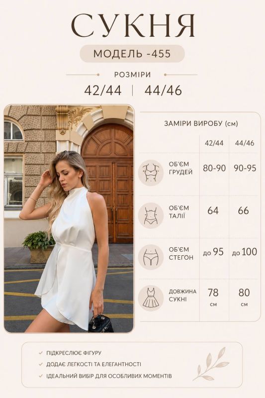 Сукня жіноча з відкритою спиною з дабл шовку, білий, 44-46 (M) (455SH)