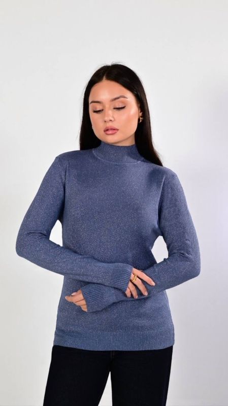 Светр жіночий, з люрексом, синій, One Size (арт. 2506)