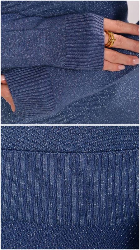 Светр жіночий, з люрексом, синій, One Size (арт. 2506)