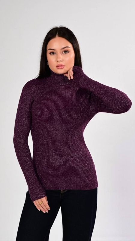 Гольф жіночий, з люрексом, фіолетовий, One Size (арт. 2509)