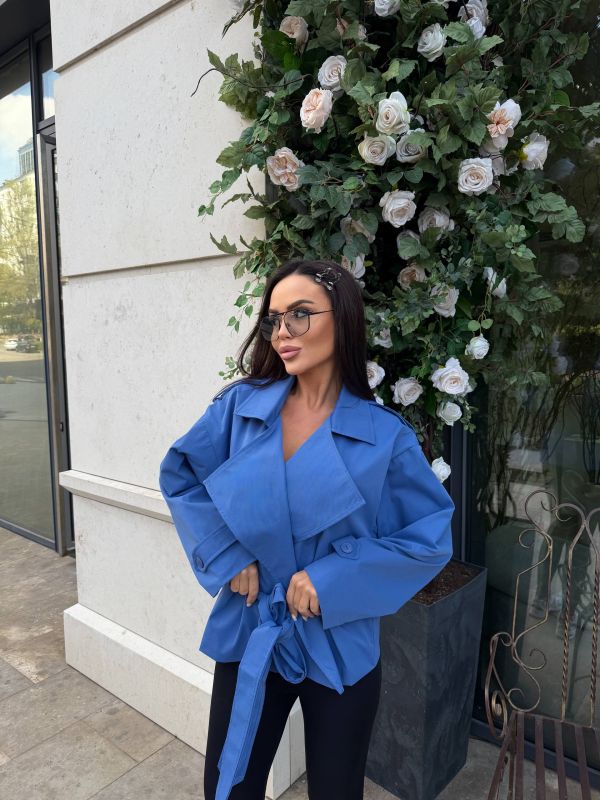 Тренч на підкладці Podolyanka синій One Size (42-46) (Арт. 0434SH)